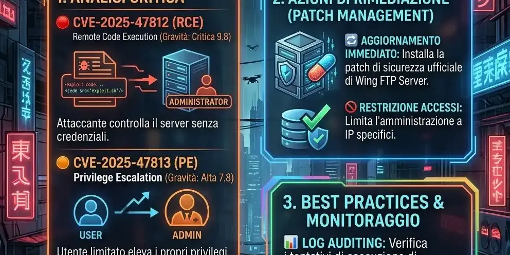 Allerta Wing FTP Server per le CVE-2025-47812 e CVE-2025-47813