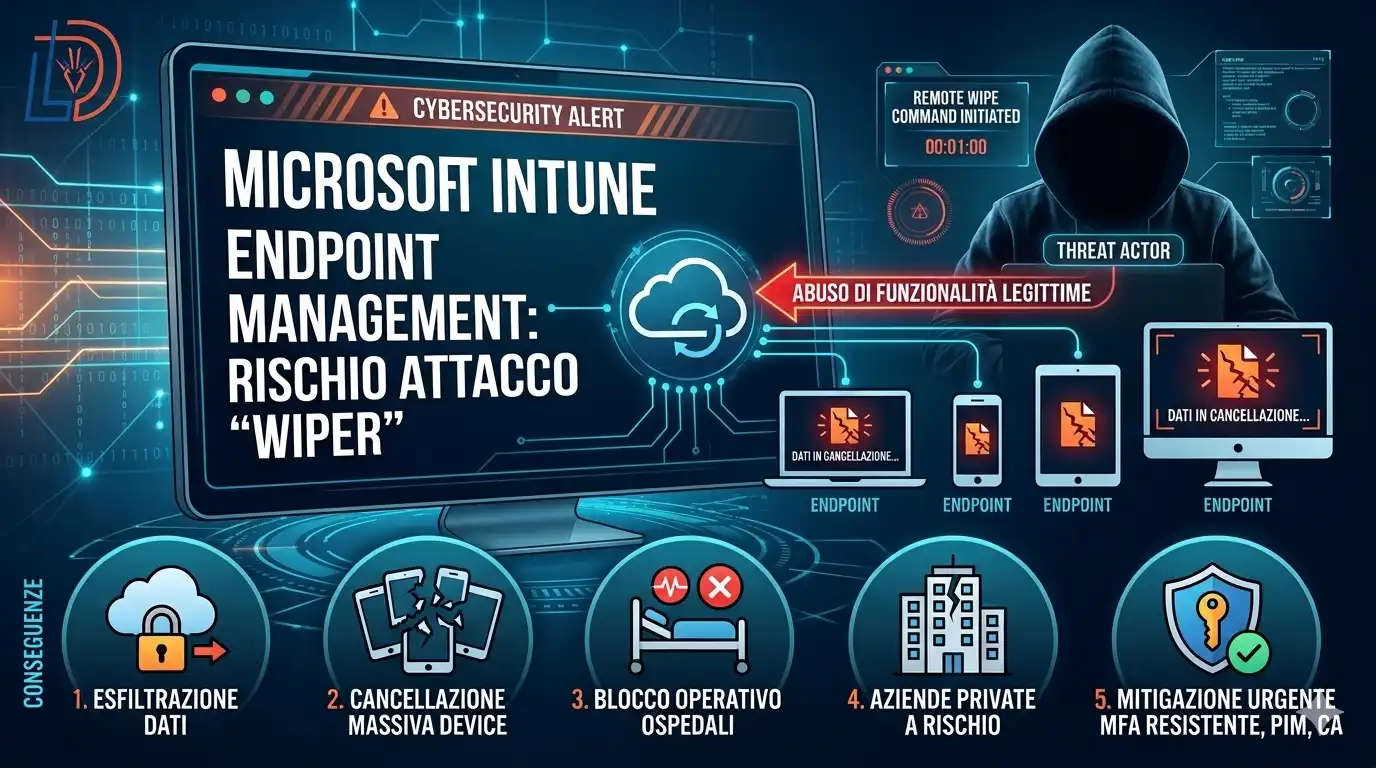 Allerta CSIRT Italia: nuova ondata di attacchi wiper tramite Microsoft Intune. Scopri come proteggere i tuoi endpoint e perché il settore sanitario è a rischio