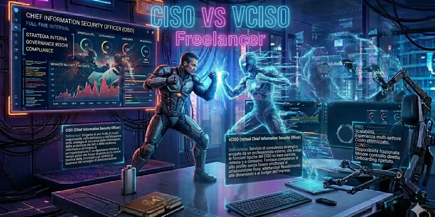 ciso vs vciso CISO vs VCISO Dirigente di alto livello o Servizio di consulenza strategica Freelancer; Pro e contro delle 2 figure professionali