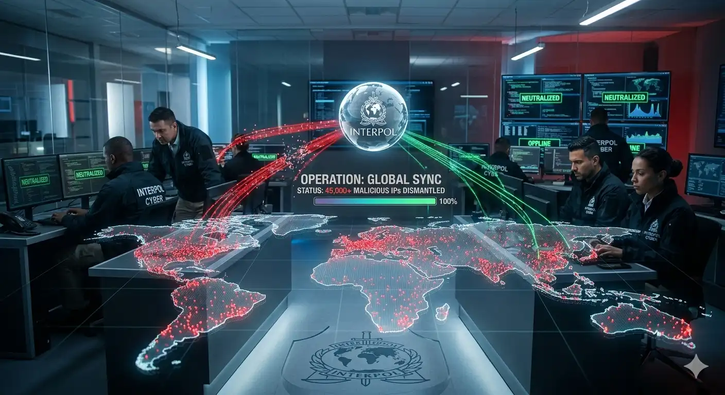 L'Interpol coordina una maxi operazione globale: smantellati oltre 45.000 indirizzi IP malevoli. Fermate botnet, phishing e distribuzione malware. Leggi i dettagli del colpo storico al cybercrime.